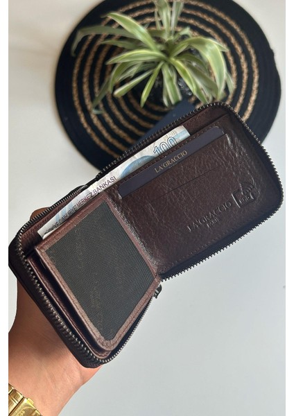 Lancy Erkek Fermuarlı Rfid Koruma Özellikli Hakiki Deri Cüzdan Kahve fırsatları
