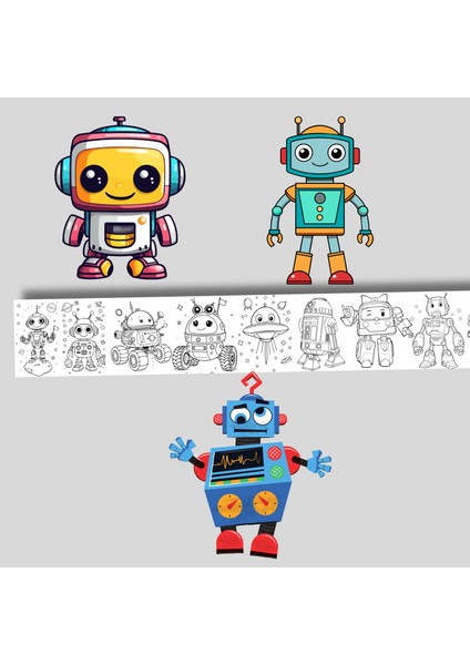 Robotları Boyuyorum Boyama Rulosu – 30 cm x 5 M | Çocuklar Için Eğitici ve Eğlenceli Boyama Kağıdı