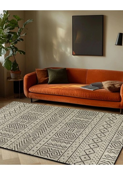 Drom Dokuma Taban Makinede Yıkanabilen Kilim Kaymaz Şönil Nordic Modern Halı