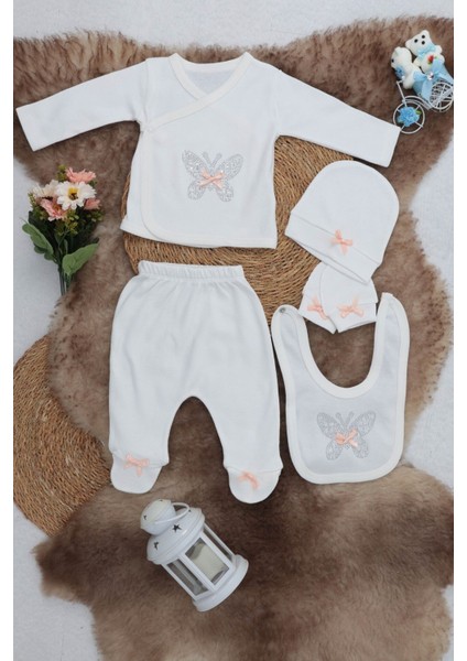 5 Parça Hastane Çıkışı Zıbın Seti 0-3 Ay - Butterfly
