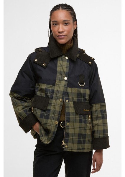 Elaine Showerproof Ceket OL51 Olive Check