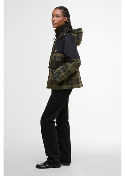 Elaine Showerproof Ceket OL51 Olive Check modelleri