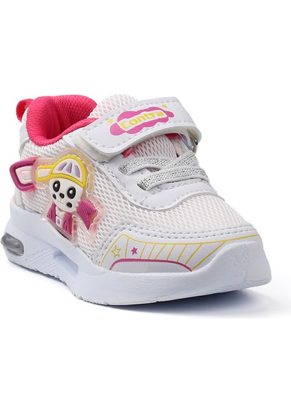 Kız Bebe Beyaz Fuşya Figürlü Işıklı Cırtlı Sneaker Günlük Spor Ayakkabı modelleri