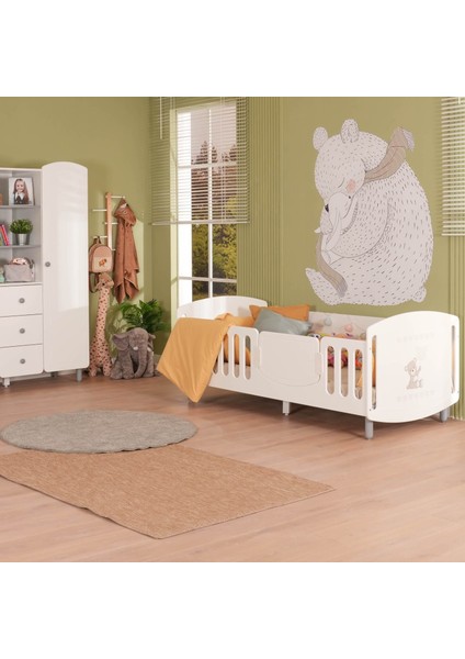MeltemKids Sweet Bear Çocuk Odası Montessori Karyola 90x190 cm