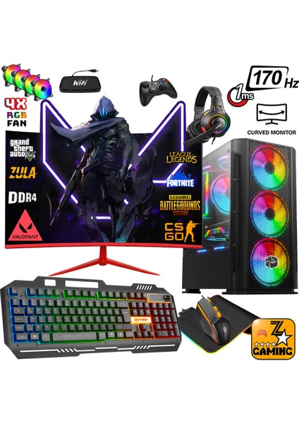 Ironhide X15 Ryzen 5 5500 32GB Ram 1TB M.2 SSD RX580 8GB 24" 170Hz Oyuncu Masaüstü Bilgisayar