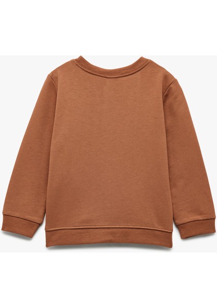 Uzun Kollu Bisiklet Yaka Pamuklu Baskılı Sweatshirt fiyatları