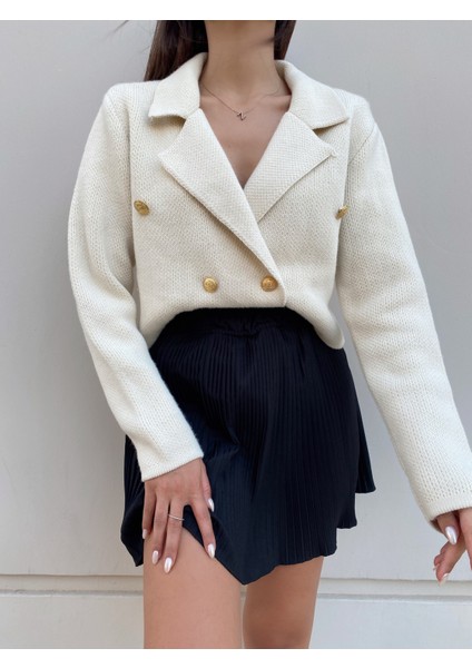 CKT0001 Kadın Çok Düğmeli Blazer Triko Ceket