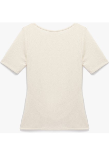 Slim Fit Kısa Kollu Bisiklet Yaka Drape Detaylı Tişört fırsatları