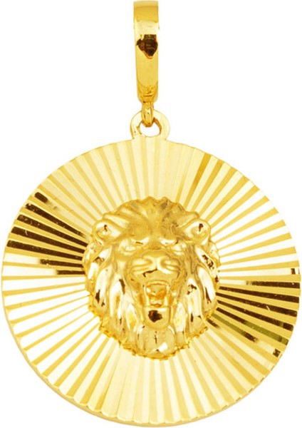 Aslan Başı Madalyon Kolye Ucu 14 Ayar Altın