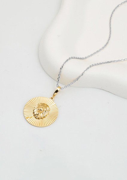 Aslan Başı Madalyon Kolye Ucu 14 Ayar Altın modelleri