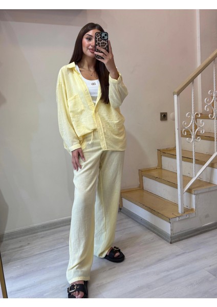 Mia Gömlek Pantolon Keten Ikili Takım modelleri