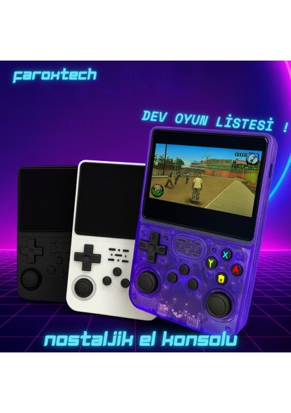R36S Retro El Oyun Konsolu 64GB - 15000+ Klasik Oyun - 3.5” IPS Ekran, Psp Ps1 Nes Gba Nds Desteği