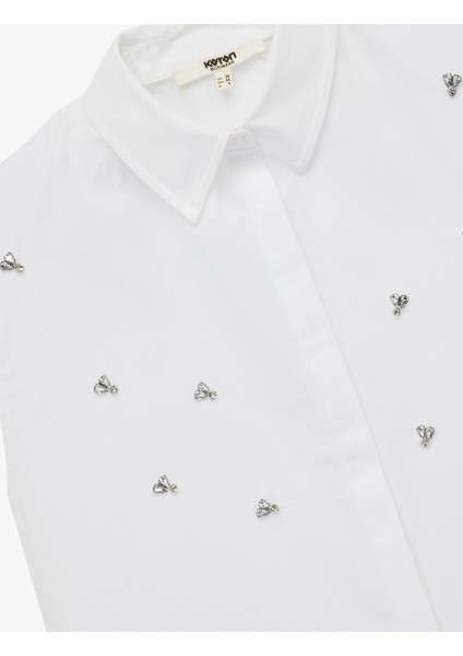 Regular Fit Klasik Yaka Pamuklu Kolsuz Taşlı Gömlek modelleri