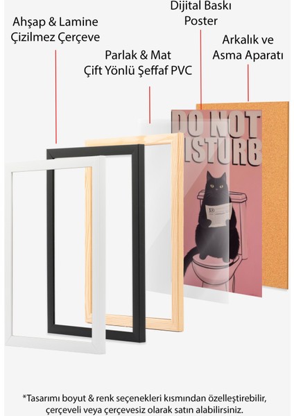 Çerçevesiz Poster, Do Not Dısturb – Komik Kedi Tipografisi, Ofis Dekoru Poster No: 109805 indirimleri