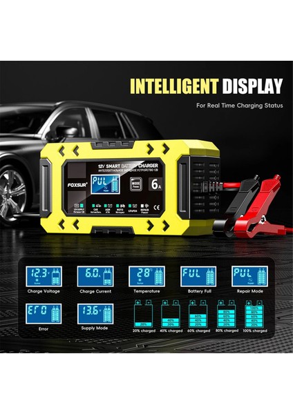 12V6A Araba Akü Şarj Cihazı Hızlı Şarj Onarım Darbeli Tam Akıllı Şarj Cihazı Otomobil Motolet Abd Fişi (Yurt Dışından) fiyatları