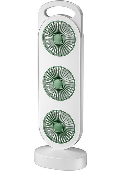 Üçlü Türbin Tasarımlı Fan USB Şarjlı Yüksek Rüzgar Masaüstü Fanı Ev Yurt Fanı Sessiz Çalışma Beyaz ve Yeşil (Yurt Dışından)