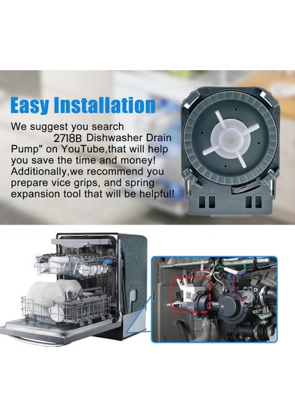 2718B 120V 60Hz Bulaşık Makinesi Tahliye Pompası Ge WG04F10194 Midea 11001011000221 Bulaşık Makinesi Yedek Parçaları (Yurt Dışından) modelleri