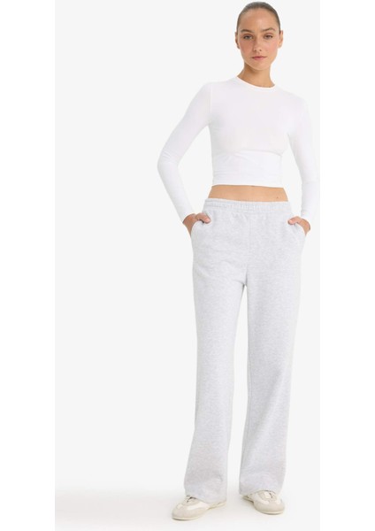 Straight Fit Basic Düz Cepli Yüksek Bel Eşofman Altı B8571AX25SP