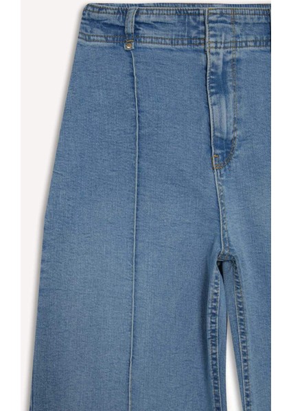 Culotte Yüksek Bel Uzun Jean Yıkamalı Pantolon F5537AX25AU