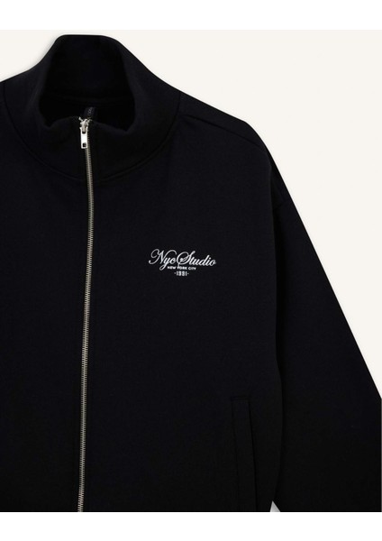 Relax Fit Kolej Yaka Baskılı Bomber Hırka F0310AX25AU