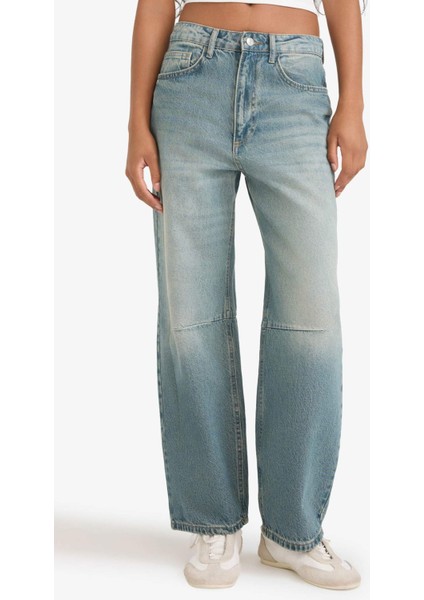 Barrel Fit Yüksek Bel Bilek Boy Jean Yıkamalı Pantolon modelleri