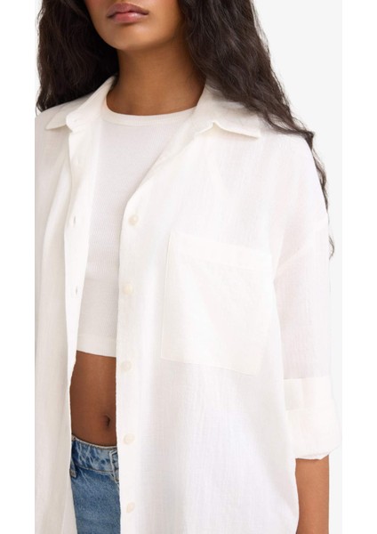 Oversize Geniş Kalıp Uzun Kollu Gömlek X2232AZ25AU fırsatları