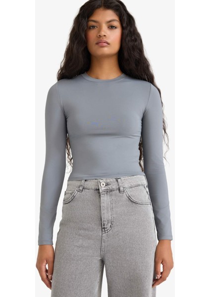 Fitted Bisiklet Yaka Uzun Kollu Tişört D0199AX25AU modelleri