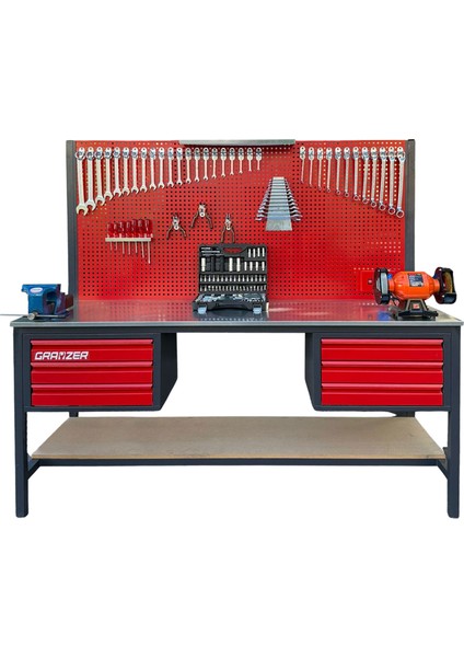2 Metre 6 Çekmeceli 165 Parça Dolu Takım Tezgahı