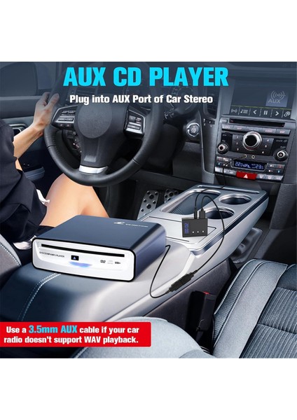 Taşınabilir CD Çalar Dekoder Araba Için, Yardımcı Aux CD Dekoder Dönüşüm Adaptörü, Wav Sesini Desteklemeyen Araba Için (Yurt Dışından) fiyatları