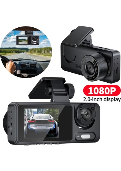 1080P Wifi Dash Cam Hd Araba Dvr 2 Inç IPS Ekran Üçlü Lens Video Kaydedici Ön Arka Iç Park Izleme (Yurt Dışından) fiyatları