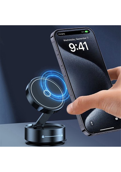 Q12 Manyetik Araç Telefon Tutucu Mıknatıs Vakumlu Vakum Kupası Standı Katlanabilir 360° Ayarlanabilir Braket Akıllı Telefon Için (Yurt Dışından) fiyatları