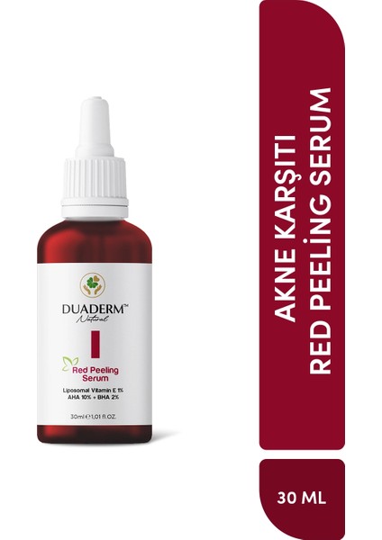 Akne Karşıtı, Onarıcı Red Peeling Serum (Aha 10% Bha %2 Liposomal Vite 1%) 30 ml