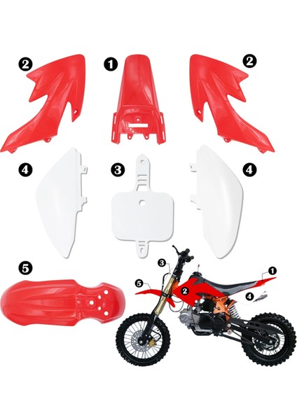 CRF50 Plastik Takımı Pit Bike Parçaları Kaplamalar Çamurluklar Crf 50 Xr 50 Ssr 110 107 125 MX650 MX500 Piranha Baja Kırmızı+Beyaz (Yurt Dışından) fırsatları