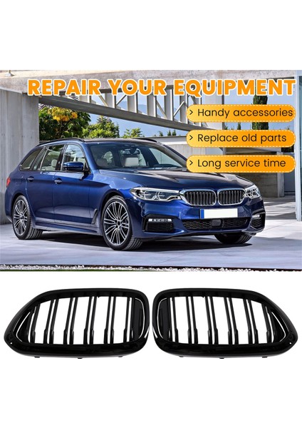 Ön Tampon Izgaraları Bmw 5 Serisi G30/G31/G38 530I 540I 550I Çift Parlak Siyah Için Çift Çizgili Yarış Izgaraları (Yurt Dışından) indirimleri