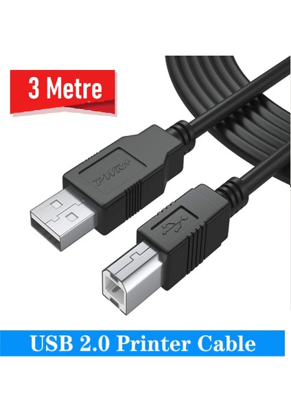 Printer Cable (Filtreli) USB 2.0 Yazıcı Kablosu Hp Epson Canon Xerox Brother (3 Mt)