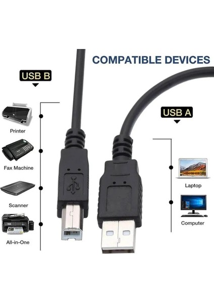 Printer Cable (Filtreli) USB 2.0 Yazıcı Kablosu Hp Epson Canon Xerox Brother (3 Mt) indirimleri