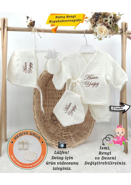 4 Katlı Müslin 5'li Kimono Bağcıklı Tulum %100PAMUK Hastane Çıkış