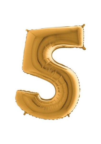 Rakam Balon Gold 5 Rakamı - 100CM