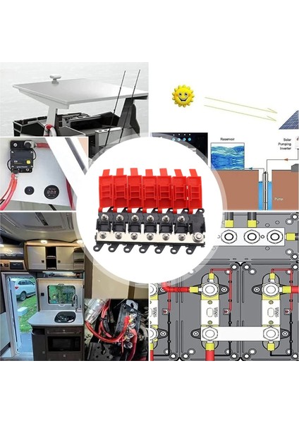 6 Yollu Dağıtım Bloğu Araba Midi Sigorta Kutusu Blok Tutucu 200A Cıvatalı Sigorta Tipi Güç Dağıtımı Karavan Araba Tekne Otobüs (Yurt Dışından) fırsatları