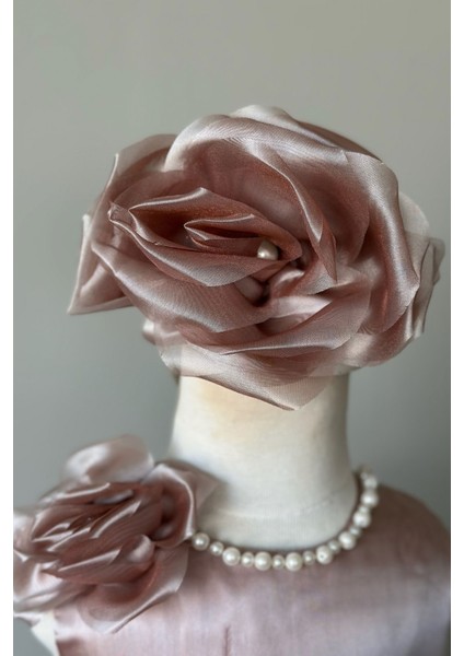 Özel Tasarım Kız Çocuk Elbise, Çiçek ve Inci Detaylı, Fiyonklu, Saç AKSESUARLI_M1125 fırsatları