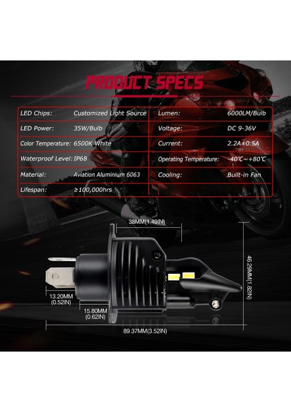 Novsıght Motolet Farı H4 LED 6000LM 6500K Motolet Işığı 35W Süper Beyaz Moped Scooter Dış Aydınlatma Hi-Lo Işıklar (Yurt Dışından) fırsatları