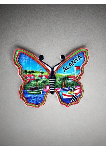 Alanya Temalı Kabartma Polyester Magnet. 10CM x 8cm. Yeşil