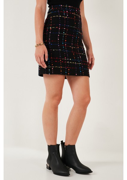 Tüvit Desenli Slim Fit Yüksek Bel Mini Boy Etek Bayan Etek 5866436 modelleri