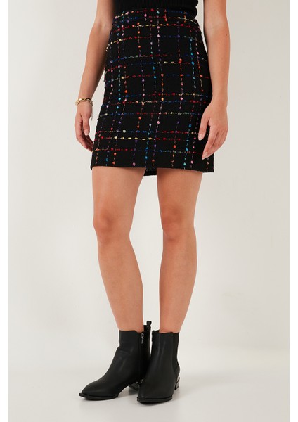 Tüvit Desenli Slim Fit Yüksek Bel Mini Boy Etek Bayan Etek 5866436 fırsatları