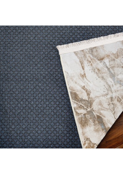 Mavi Modern Etnik Desenli Pamuk Makinada Yıkanabilir Hav Toz Vermez Leke Tutmayan Kaymaz Taban Dijital Makine Baskı Salon Yolluk Mutfak Halı modelleri