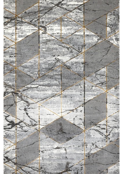 Gri Geometrik Etnik Modern Desenli Pamuk Makinada Yıkanabilir Hav Toz Vermez Leke Tutmayan Kaymaz Taban Dijital Makine Baskı Salon Yolluk Mutfak Halı