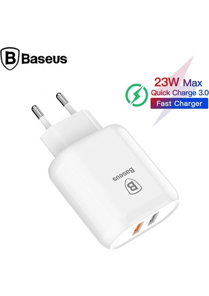 Baseus Bojure Series Dual-Usb Qc 3.0 18W Hızlı Şarj Aleti BAŞLIK-(1903) - KT2965-3611