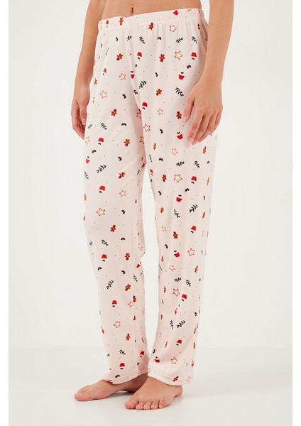 Desenli Regular Fit Bisiklet Yaka Uzun Kollu Pijama Takımı Bayan Pijama Takımı 65713312 fırsatları