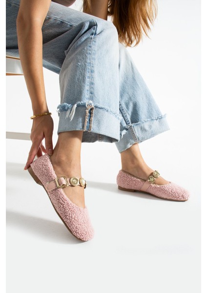 Kadın Peluş Toka Detay Düz Taban Ev Babet fiyatları