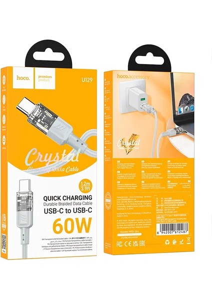 Hoco U129 Transparan Type-C To Type-C Data ve Şarj Kablosu 1M-(1903) - KT9619-4411 fırsatları